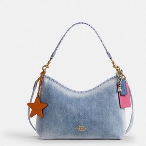 coach Laurel Shoulder Bag In Loved Denim With Charms CEF26